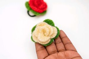 Handmade crochet Rose  Rubber band 🌹