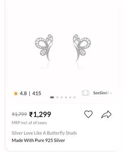 92.5 pure silver Butterfly Stud Earrings