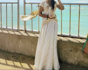 Elegant Kerala White Half Saree