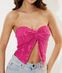 Pink Floral Twist Bandeau Top