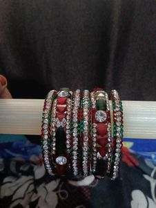 Sparkling Red and Green Bangles