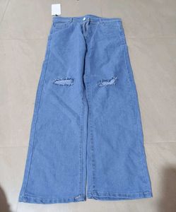 Ripped Wide Leg Jeans, Size 30