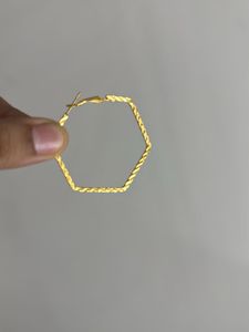Golden Pentagon Hoops Earings
