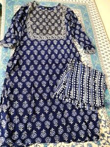 Blue Printed Kurta Set