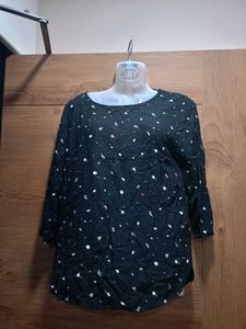 (Tom Tailor) Black Floral Print Casual Top