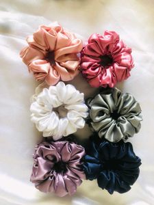 Silk Satin Scrunchies Set Of 12