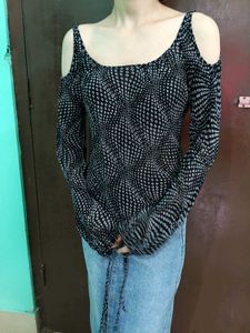 Black Stylish Cold Shoulder Top