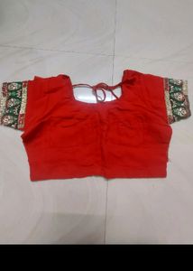 Red Embroidered Sari Fabric