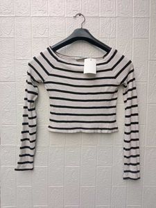 New With Tag Korean Striped Off-Shoulder Top