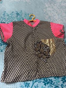 Jacket Style Blouse With Handwork Patch