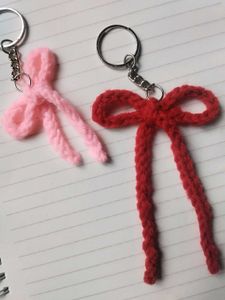 Cute Bow Keychains - Pink &amp; Red Set