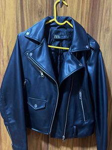 Zara Black Faux Leather Moto Jacket