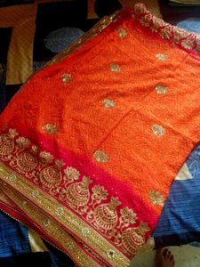 Elegant Red & Orange Saree