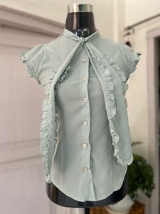 Mint Green Ruffle Blouse