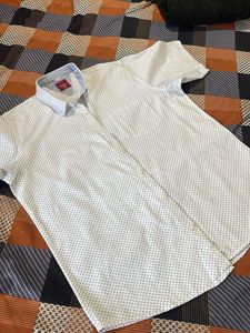 White dotted short sleeve shirt