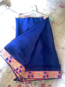 Elegant Blue Embroidered Saree