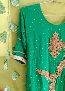 Heavy Party Wear Green Suit.