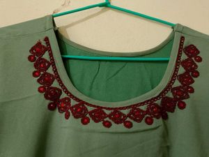 Embroidered Green gown with long dupatta💚