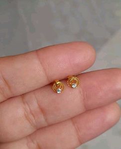 Gold Circle Stud Earrings