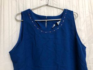 Blue Sleevless Top