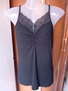 Black Lace Trim Cami Top