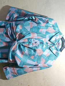 Patterned Tie-Front Shirt Dress