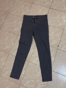 Gray Denim High-Waisted Jeans