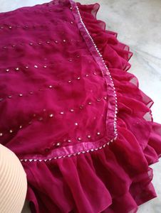 Magenta Ruffle Saree