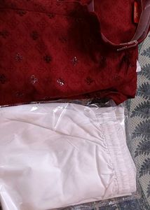 Kraft India Men Cotton Red And Blue Sequined Ku