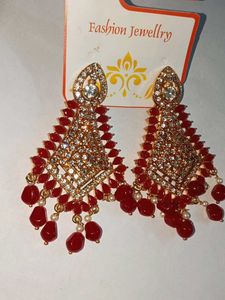 Red & Gold Fashion Earrings