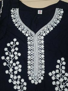 Elegant Navy blue Embroidered Kurta