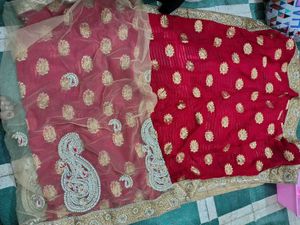 Heavy Wedding Saree Net With Fabric