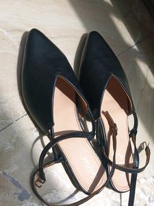 Black Ankle Strap Flats