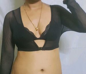 Sheer Black Long Sleeve Crop Top