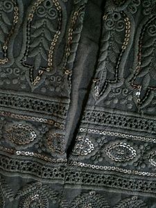Black Chickenkari Kurti Plazo