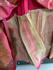 Elegant Pink &amp; Gold Lehenga Set