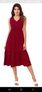 Dhunki women A line Maroon dress