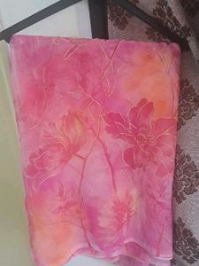 Elegant Pink Floral  Jari Saree