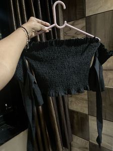 Black Off-Shoulder Crop Top