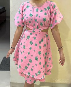 Pink Floral Cutout Mini Dress
