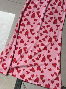Pink Heart Print Maxi Dress