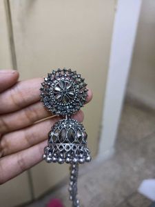 Oxidized Silver Jhumka Earrings