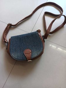 Blue and Brown sling bag