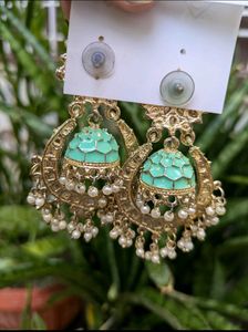 Mint Jhumka Earrings