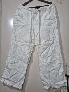 White Wide Leg Lenin Pants