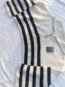 Y2k Striped Oversized Zip-Up Knit Sweater