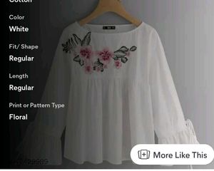 Floral Embroidered White Top
