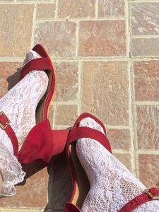 Red Suede Heeled Sandals