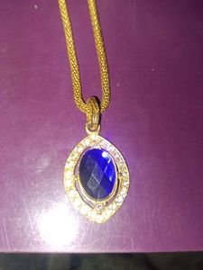 Gold Tone Blue Stone Pendant