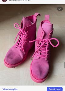 Pink Suede Ankle Boots